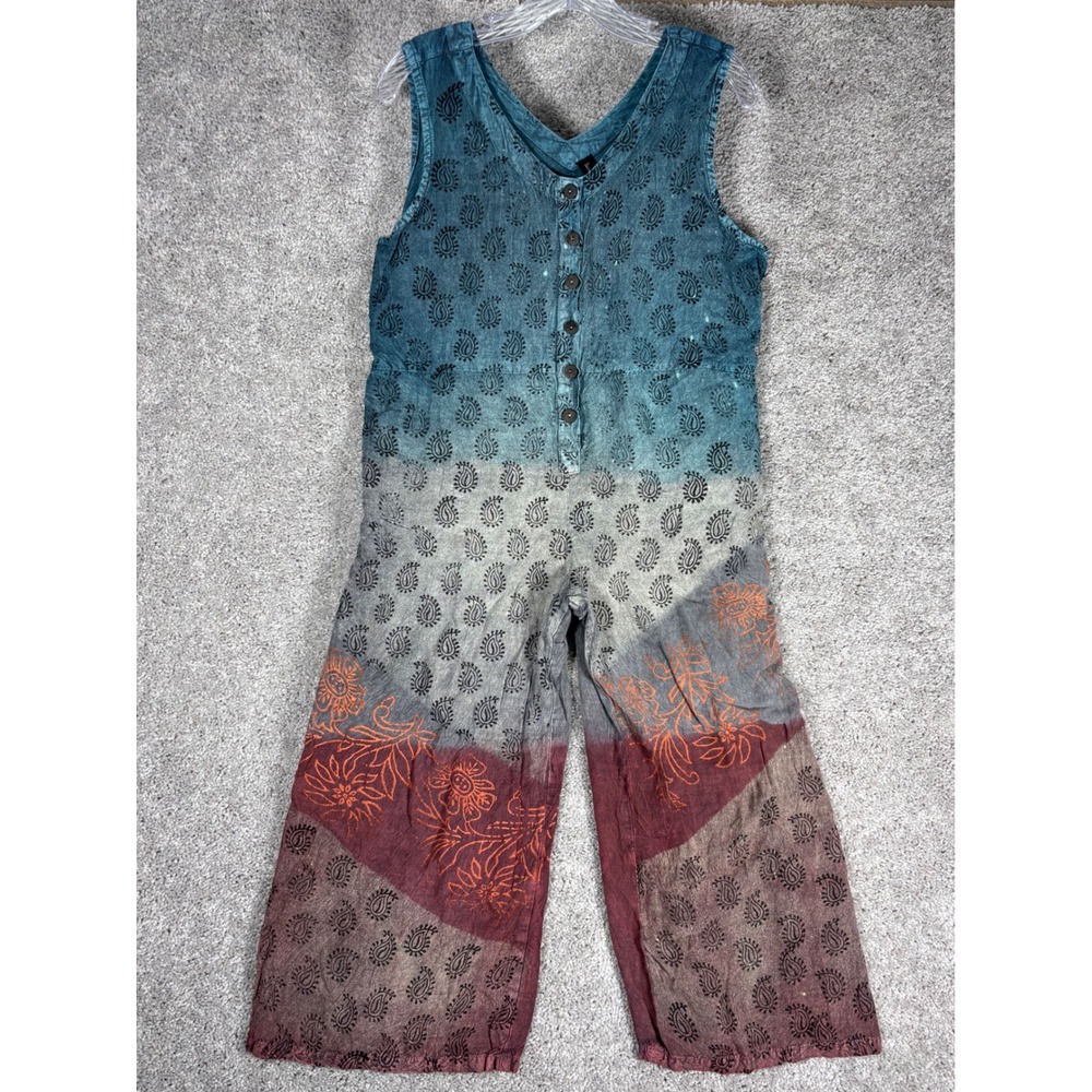 Sacred Threads Ombre Paisley Wide Leg Jumpsuit Boho Festival Size 50